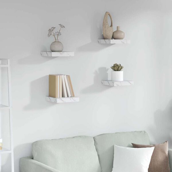 vidaXL V&aelig;ghylde 4 pcs Hvid marmor 23 x 23,5 x 4 cm Konstrueret tr&aelig;