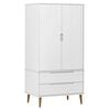 vidaXL kl&aelig;deskab 90x55x175 cm massivt fyrretr&aelig; hvid