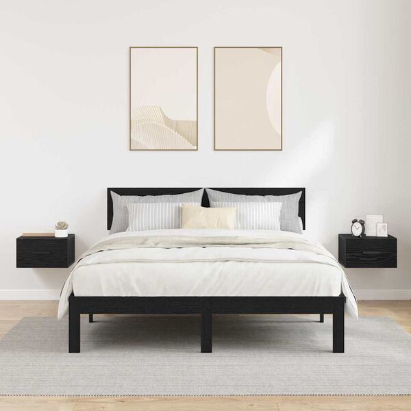 vidaXL Natskab 2 pcs Sort eg 35 x 35 x 20 cm Konstrueret tr&aelig;