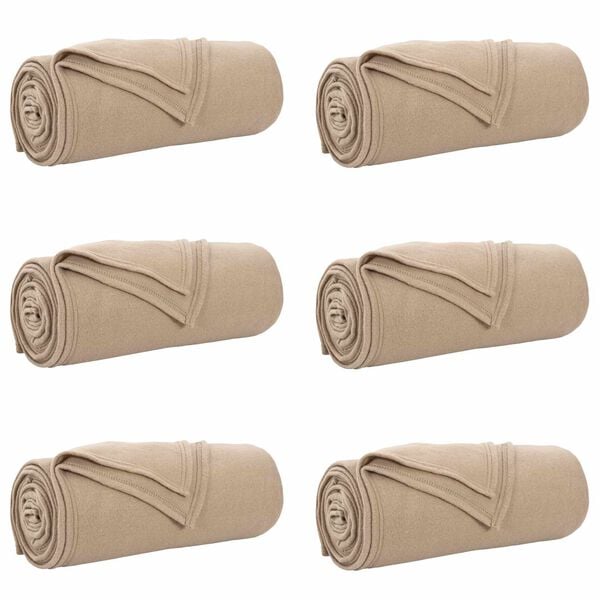 vidaXL Kastet&aelig;pper 6 pcs Camel 240 x 220 cm Fleece