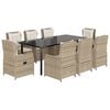 vidaXL spisebordss&aelig;t til haven 9 dele med hynder polyrattan beige