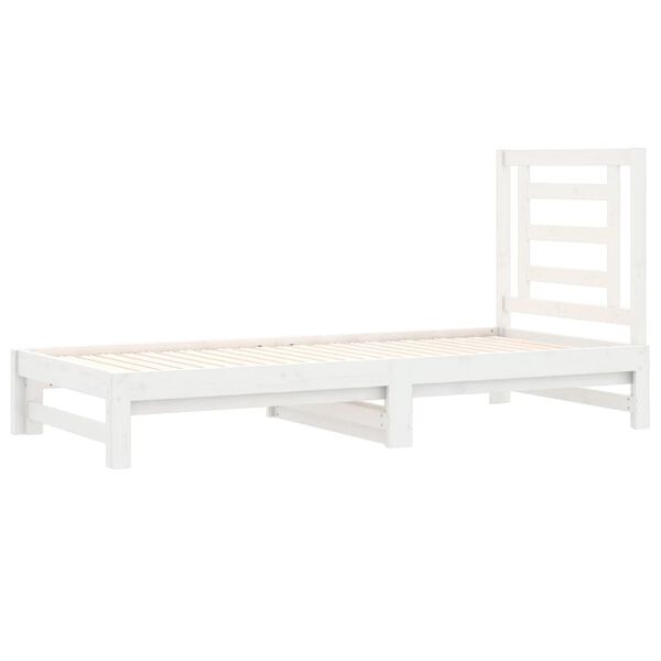 vidaXL daybed med udtr&aelig;k 2x(90x190) cm massivt fyrretr&aelig; hvid