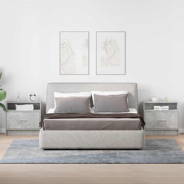 vidaXL sengeborde med skuffe 2 stk. 51x31x47 cm betongr&aring;