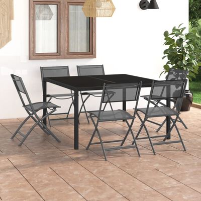 vidaXL udendørs spisebordsstol 7 dele stål