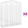 vidaXL buede gabionkurve 8 stk. 200x50x220/240 cm galvaniseret jern