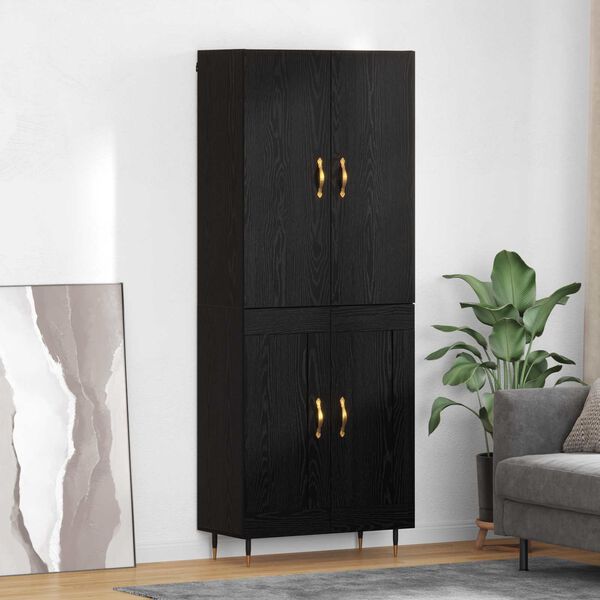 vidaXL Highboard Sort eg 69,5 x 34 x 180 cm Konstrueret tr&aelig;