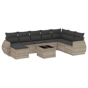 vidaXL sofas&aelig;t til haven 9 dele med hynder polyrattan lysegr&aring;