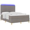 vidaXL LED Box Spring Bed med madras Gr&aring;brun 140 x 200 cm Stof