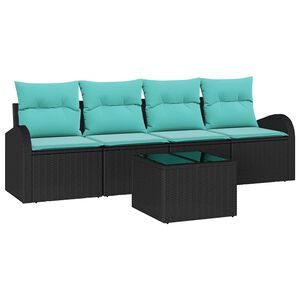 vidaXL Havesofa S&aelig;t 5 stk. 4-Antal s&aelig;der Sort og turkis polyrattan