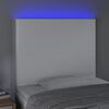 vidaXL sengegavl med LED-lys 100x5x118/128 cm kunstlæder hvid