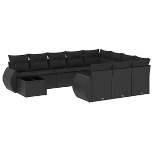vidaXL sofas&aelig;t til haven 11 dele med hynder polyrattan sort