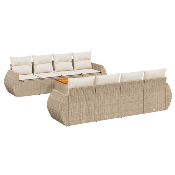 vidaXL sofas&aelig;t til haven 9 dele med hynder polyrattan beige