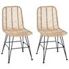 vidaXL Spisestuestol 2 pcs Naturfarvet 44 x 47 x 85 cm Rattan og Jern