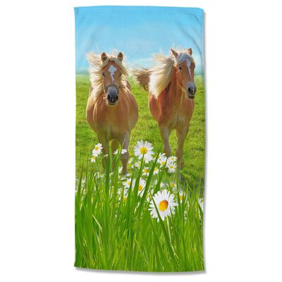 Good Morning badehåndklæde HORSES 75x150 cm flerfarvet