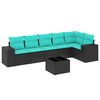 vidaXL havesofas&aelig;t med 7 hynder sort polyrattan