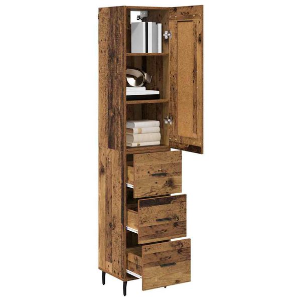 vidaXL Highboard Gammelt tr&aelig; 34,5 x 34 x 180 cm Konstrueret tr&aelig;