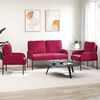 vidaXL Sofas&aelig;t med pude 3 pcs Vinr&oslash;d 115 x 56 x 80 cm Krydsfin&eacute;r