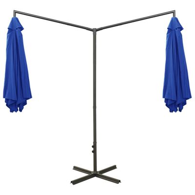 vidaXL dobbelt parasol med stålstang 600 cm azurblå