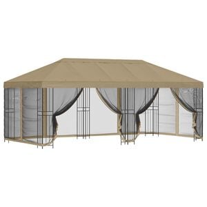 vidaXL Pavillon med sidetapper 6 x 3 m Beige Polyester og St&aring;l 190 gsm
