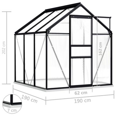 vidaXL drivhus med fundamentramme 3,61 m² aluminium antracitgrå