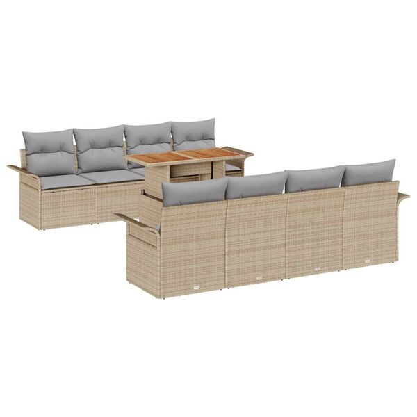 vidaXL Havesofa S&aelig;t med pude 7 pcs Beige og lys gr&aring; polyrattan