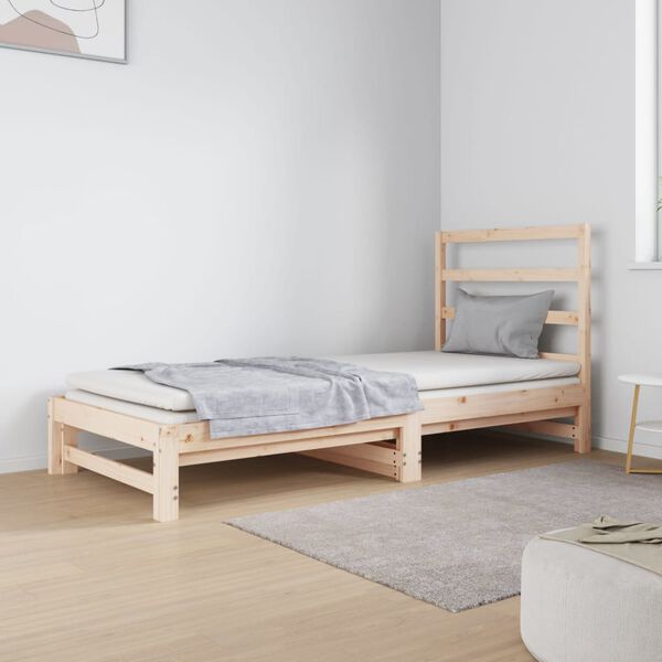 vidaXL daybed med udtr&aelig;k 2x(90x190) cm massivt fyrretr&aelig;