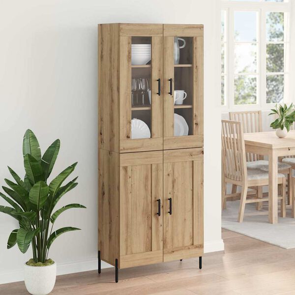 vidaXL Highboard Artisan Egetr&aelig; 69,5 x 34 x 180 cm Konstrueret tr&aelig;