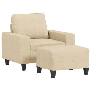 vidaXL sofastol med fodskammel 60 cm Stof cremefarvet