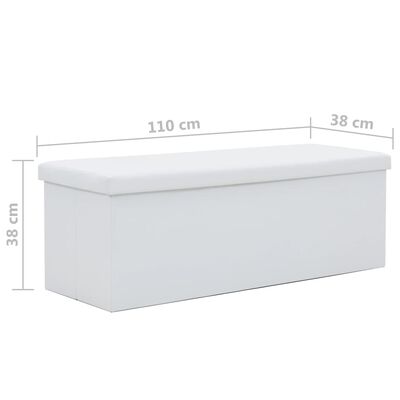 vidaXL foldbar opbevaringsbænk kunstlæder 110 x 38 x 38 cm hvid