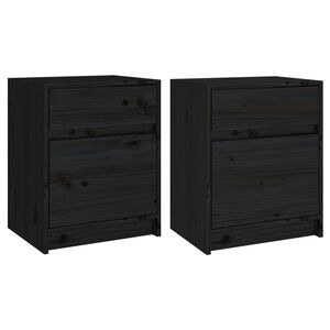 vidaXL sengeskabe 2 stk. 40x31x50 cm massivt fyrretr&aelig; sort