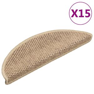vidaXL selvkl&aelig;bende trappem&aring;tter 15stk. 56x17x3cm sisal-look sandfarve