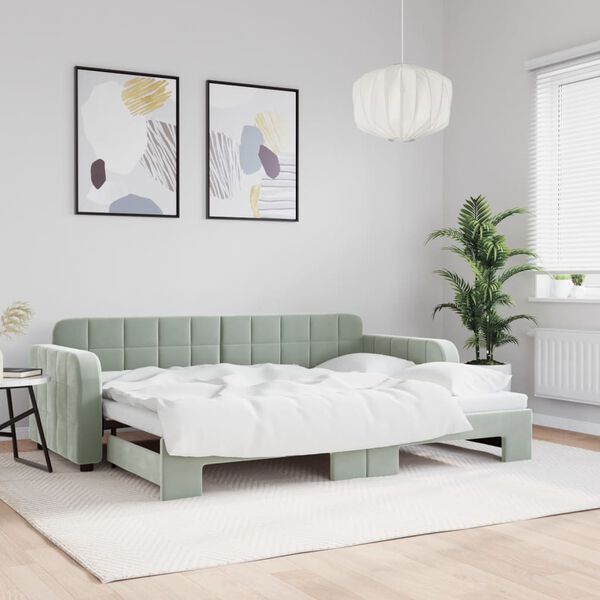 vidaXL daybed med udtræk 80x200 cm velour lysegrå
