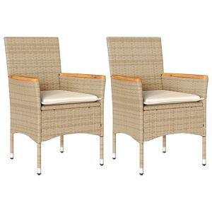 vidaXL havestole med hynder 2 stk. polyrattan beige
