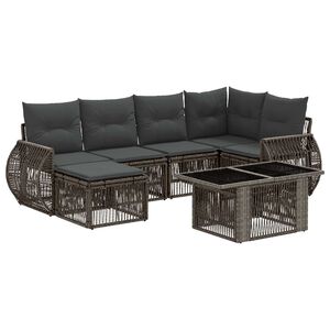 vidaXL Havesofa S&aelig;t 7 stk. Gr&aring; og M&oslash;rkegr&aring; 100 x 55 x 73 cm polyrattan