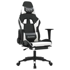 vidaXL gamingstol med fodst&oslash;tte kunstl&aelig;der sort og hvid