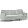 vidaXL 3-personers sofa med pyntepuder 180 cm velour lysegr&aring;