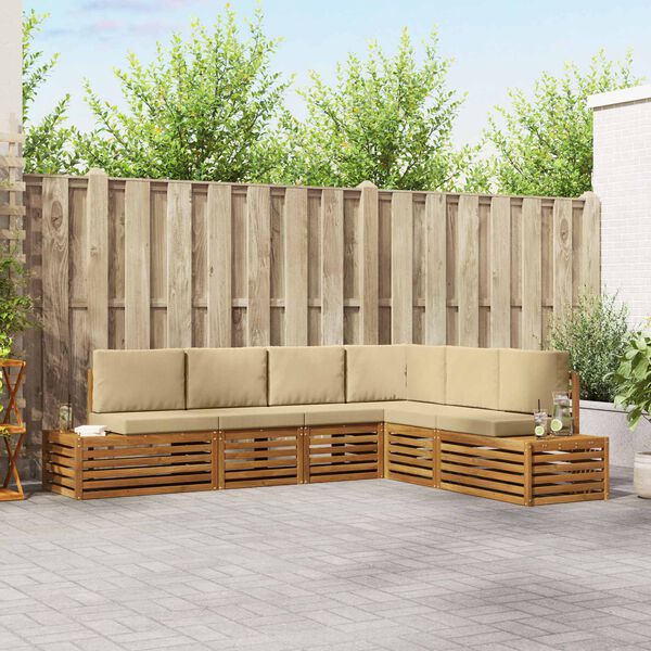 vidaXL Udend&oslash;rs sofagruppe med pude 6 Stk Naturlig og Beige