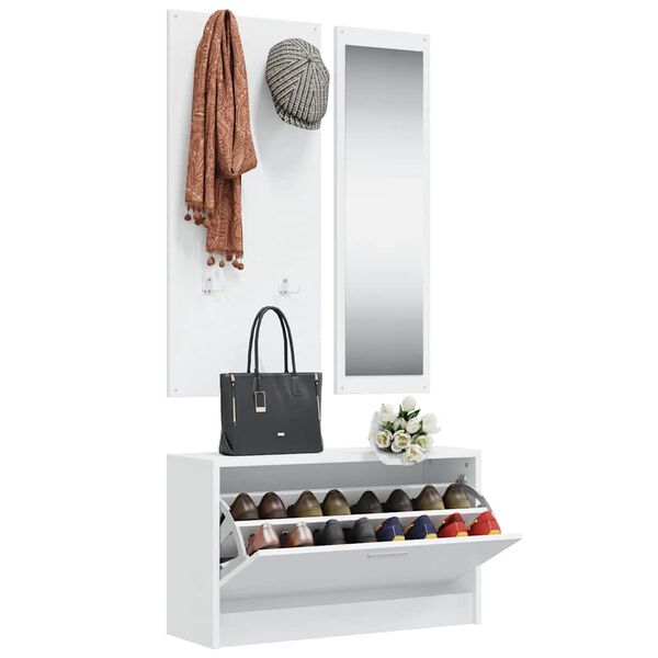 vidaXL 3-i-1 skoskabss&aelig;t konstrueret tr&aelig; hvid