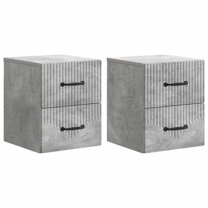 vidaXL V&aelig;gh&aelig;ngt Natbord med skuffe 2 pcs Betongr&aring; 34,5 x 33 x 40 cm