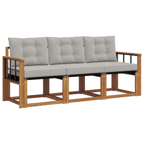 vidaXL Udend&oslash;rs sofagruppe med pude 3 pcs Naturlig og Lys Gr&aring;