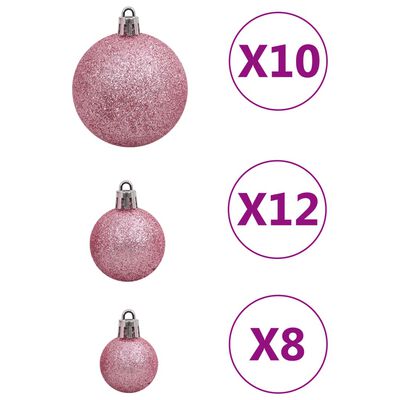 vidaXL julekuglesæt 111 dele polystyren lyserød
