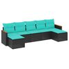 vidaXL havesofas&aelig;t med 7 hynder sort polyrattan