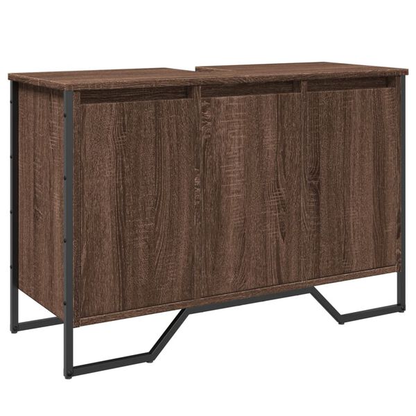 vidaXL underskab til håndvask 91x35x60 cm konstrueret træ brunt eg