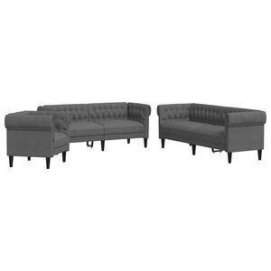 vidaXL Stue Sofa 3 pcs M&oslash;rkegr&aring; Stof