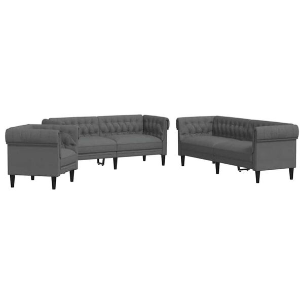 vidaXL Stue Sofa 3 pcs M&oslash;rkegr&aring; Stof