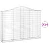vidaXL buede gabionkurve 14 stk. 200x30x140/160 cm galvaniseret jern