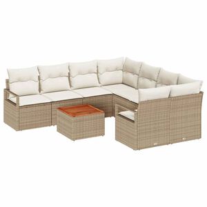 vidaXL Havesofa S&aelig;t med pude 9 pcs Beige polyrattan