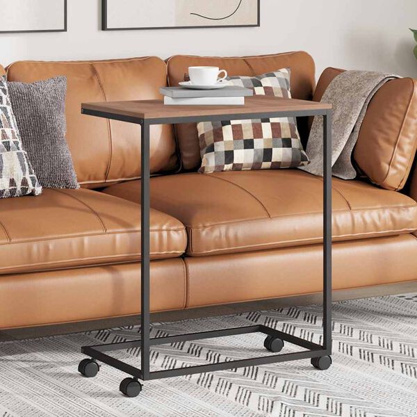 vidaXL sidebord med hjul 55x35x70 cm konstrueret tr&aelig; sort