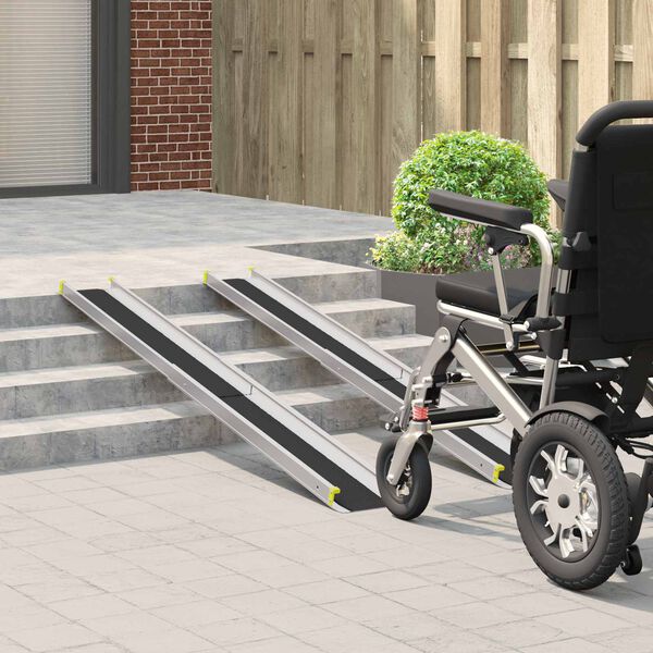 vidaXL Kørestolsrampe 2 pcs Sort 184,5 x 18,5 x 5 cm Aluminium