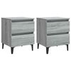 vidaXL sengeborde 2 stk. med metalben 40x35x50 cm gr&aring; sonoma-eg